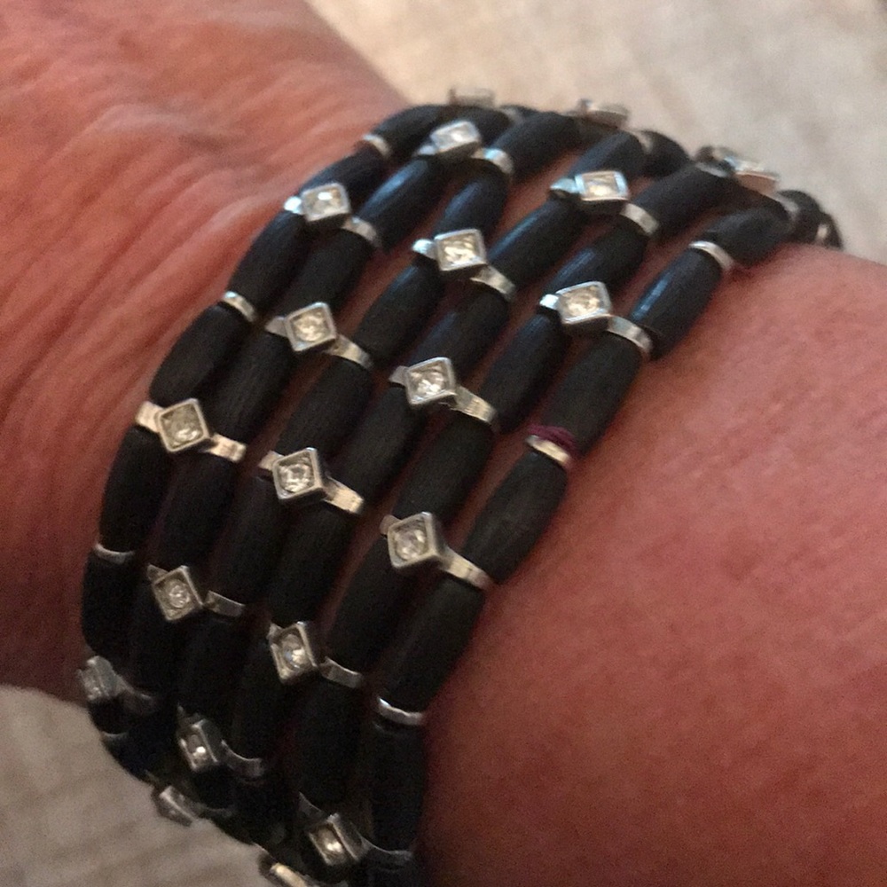 Black & Silver & Crystal bracelet 😍